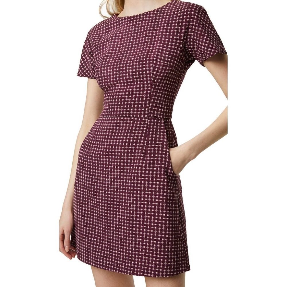 French Connection Burgundy and White Dress